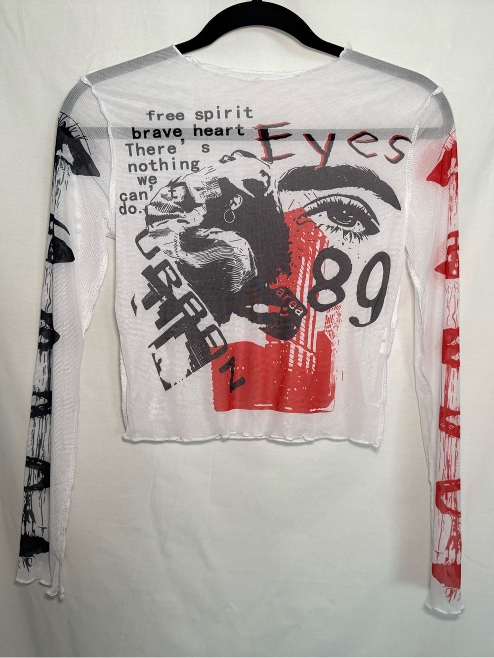 Minga London Pixel Eye Grunge Graphic Mesh Top Size Small